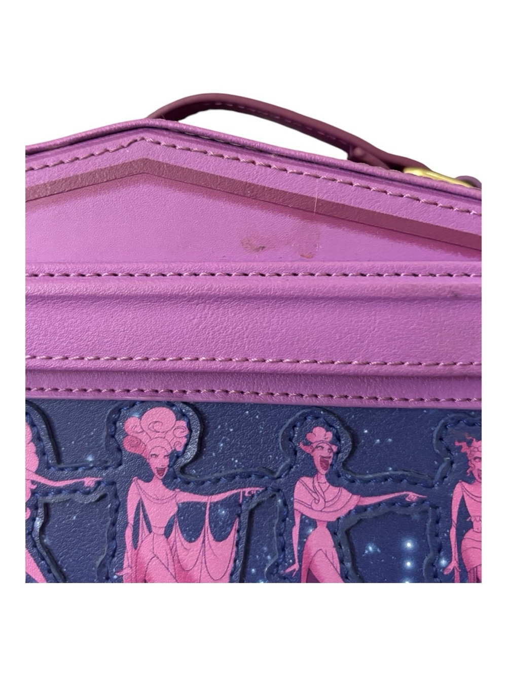 Loungefly Pink Sculptural Panel Box Crossbody with Gold Chain - Picture 3 of 12
